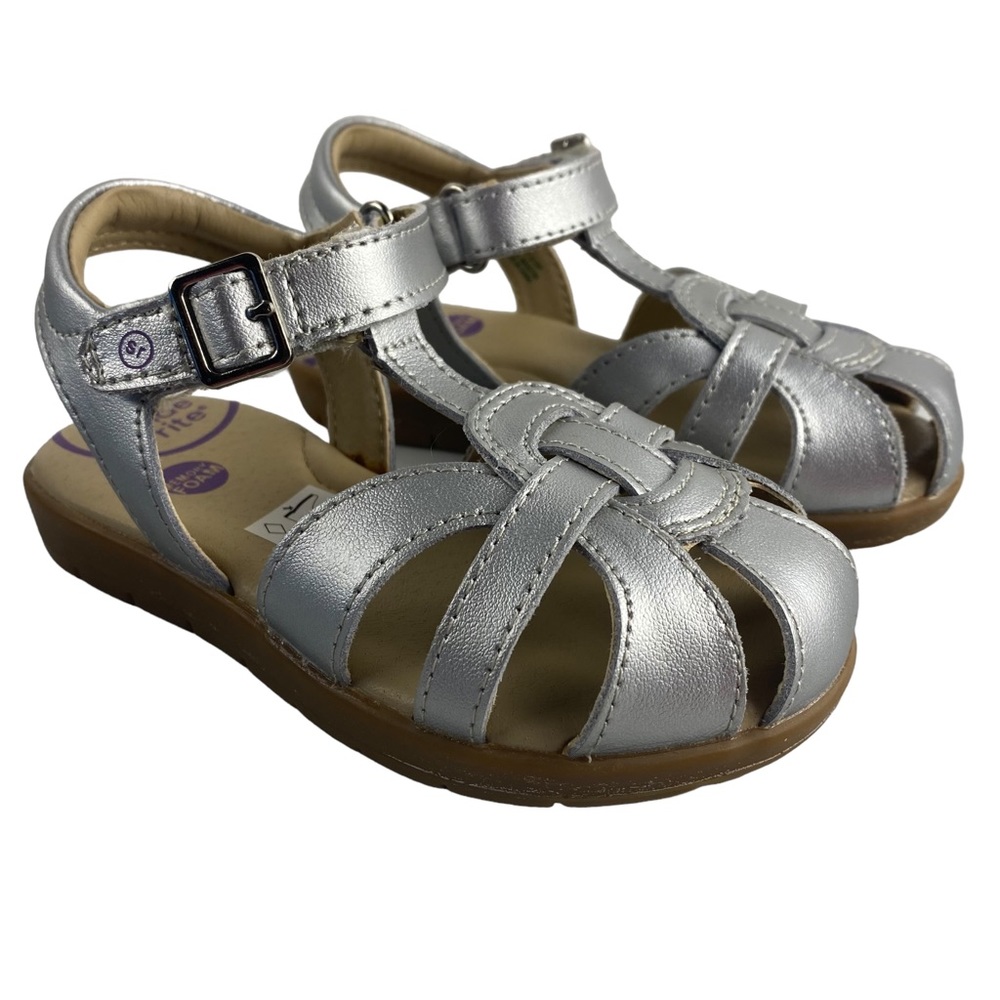 Stride Rite Kids Summer Time Silver Fisherman Leather Sandal - Size 8.5W